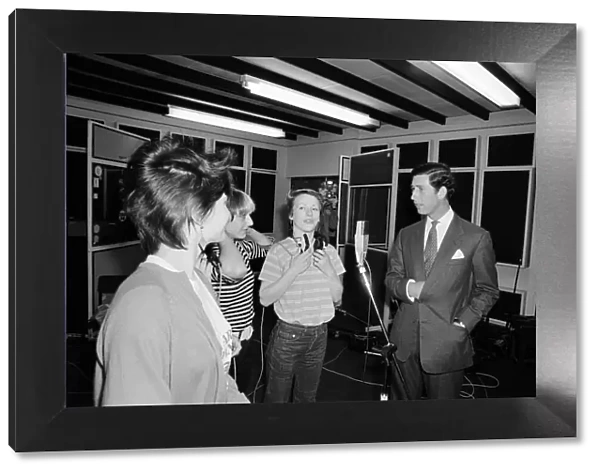 Prince Charles visits Londons Capital Radio. Pictured meeting the Mo-dettes