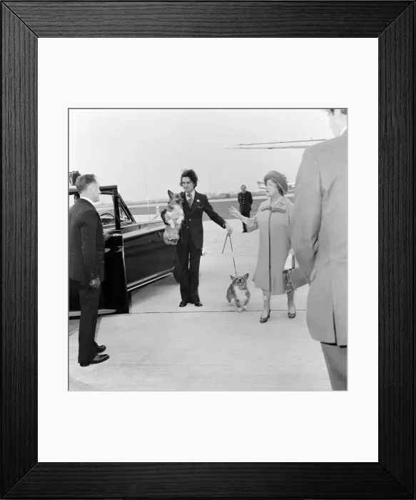 Framed Print : The Queen Mother leaving Heathrow Airport for Paris, on her way to Cognac for a holiday Framed Print : The Queen Mother leaving Heathrow Airport for Paris, on her way to Cognac for a holiday