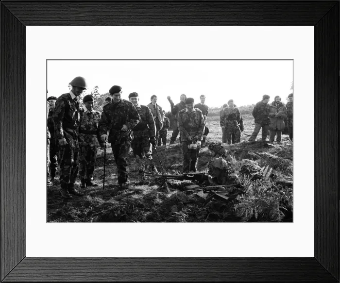 Framed Print : Prince Charles meets Gurkhas and watches army demonstrations at Stanford, Norfolk