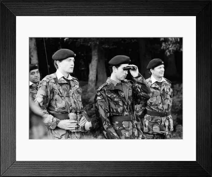 Framed Print : Prince Charles meets Gurkhas and watches army demonstrations at Stanford, Norfolk