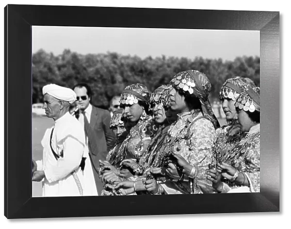 Queen Elizabeth II state visit to Marrakesh, Morocco. Women watching the events