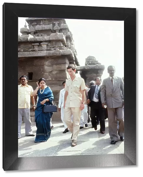 Prince Charles during his tour of India. Pictured at Shore Temple