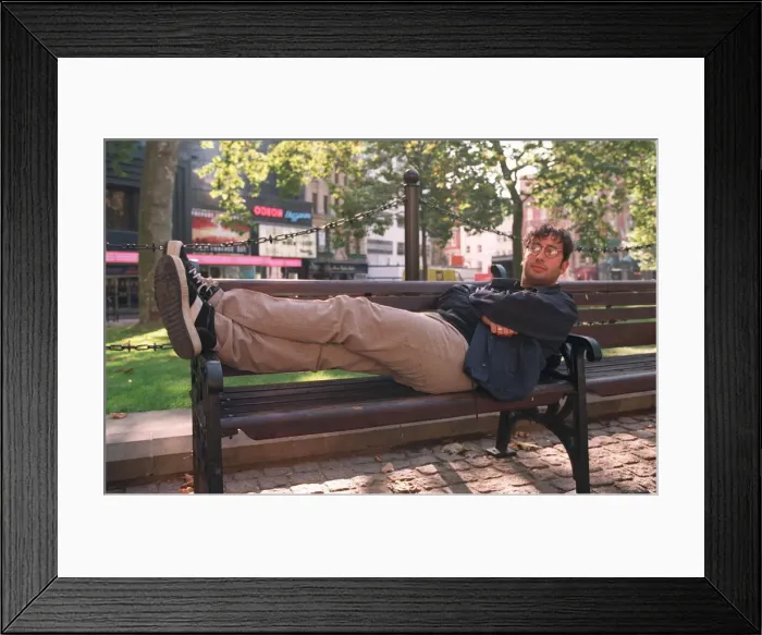Framed Print : DAVID BADDIEL, COMEDIAN AND WRITER - F / L, SEATED WITH FEET UP ON PARK BENCH Framed Print : DAVID BADDIEL, COMEDIAN AND WRITER - F / L, SEATED WITH FEET UP ON PARK BENCH