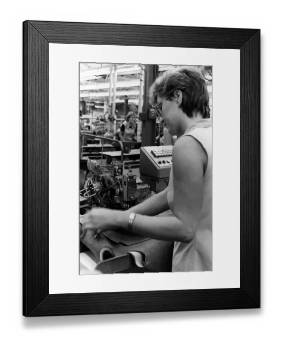 Framed Print : Burtons menswear factory in Guisborough. October 1983 Framed Print : Burtons menswear factory in Guisborough. October 1983