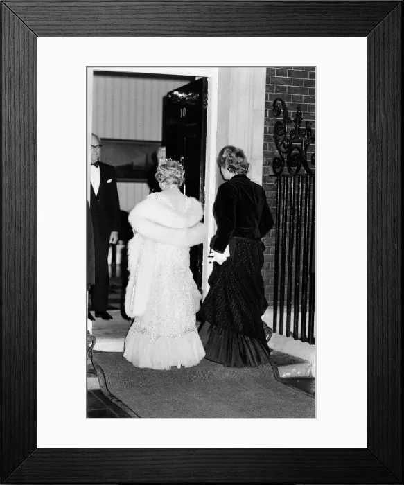 Framed Print : Queen Elizabeth The Queen Mother with Prime Minister Margaret Thatcher at 10 Downing
