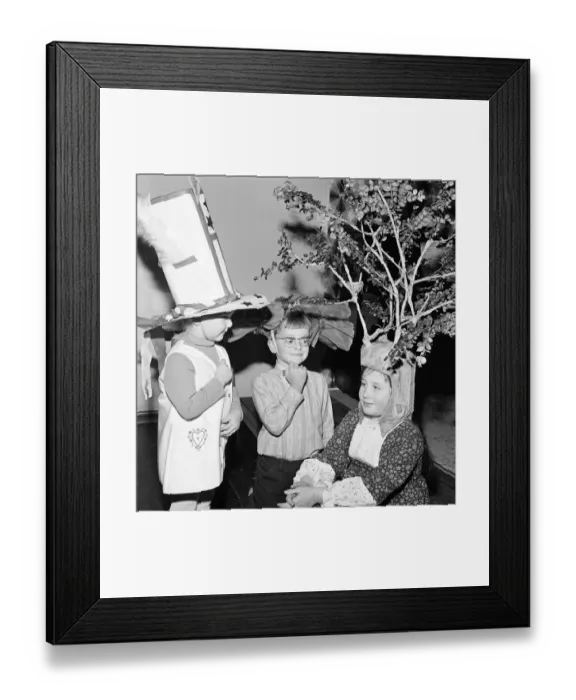 Framed Print : Children compete in a Fancy Hat Competition, Teesside, North East England, January 1974