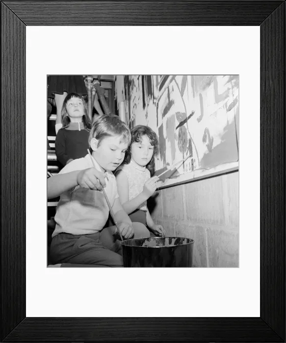 Framed Print : Group mural being painted on wall at Stockton YMCA, Bath Lane, Stockton, 1971 Framed Print : Group mural being painted on wall at Stockton YMCA, Bath Lane, Stockton, 1971