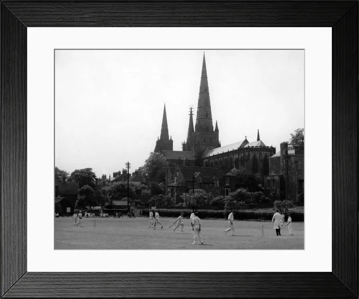 Framed Print : A game of cricket in Lichfield, Staffordshire. April 1960 Framed Print : A game of cricket in Lichfield, Staffordshire. April 1960