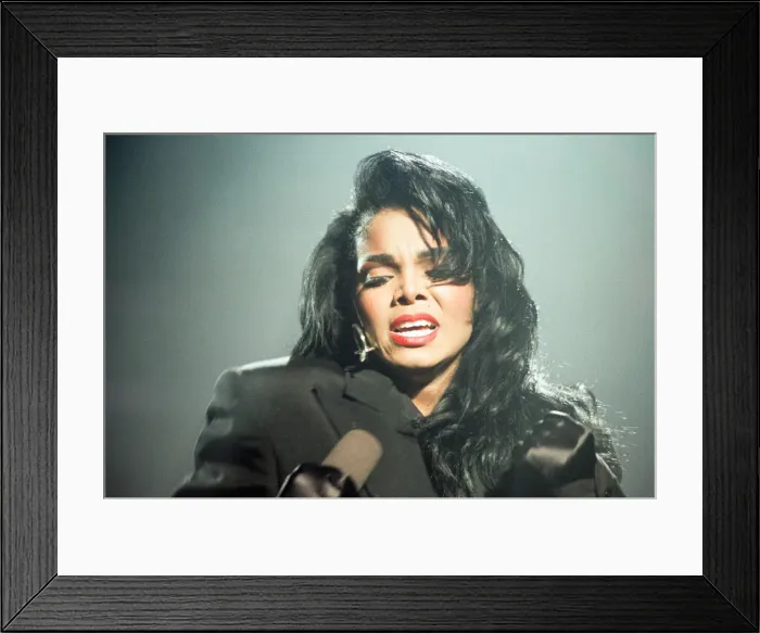Framed Print : Janet Jackson performing on her Rhythm Nation World Tour at Wembley Arena Framed Print : Janet Jackson performing on her Rhythm Nation World Tour at Wembley Arena