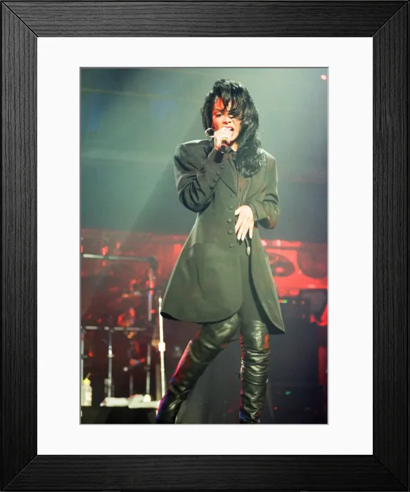 Framed Print : Janet Jackson performing on her Rhythm Nation World Tour at Wembley Arena Framed Print : Janet Jackson performing on her Rhythm Nation World Tour at Wembley Arena