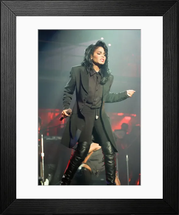 Framed Print : Janet Jackson performing on her Rhythm Nation World Tour at Wembley Arena Framed Print : Janet Jackson performing on her Rhythm Nation World Tour at Wembley Arena