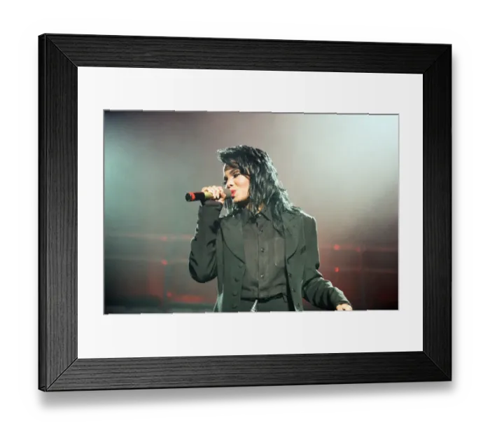 Framed Print : Janet Jackson performing on her Rhythm Nation World Tour at Wembley Arena Framed Print : Janet Jackson performing on her Rhythm Nation World Tour at Wembley Arena