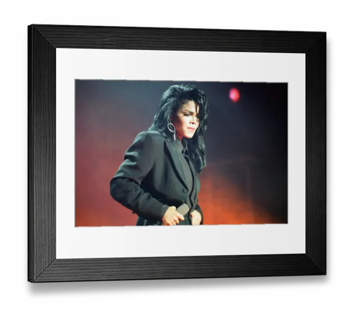 Framed Print : Janet Jackson performing on her Rhythm Nation World Tour at Wembley Arena Framed Print : Janet Jackson performing on her Rhythm Nation World Tour at Wembley Arena