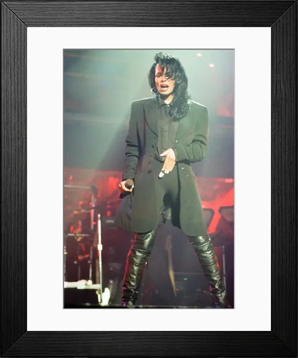 Framed Print : Janet Jackson performing on her Rhythm Nation World Tour at Wembley Arena Framed Print : Janet Jackson performing on her Rhythm Nation World Tour at Wembley Arena