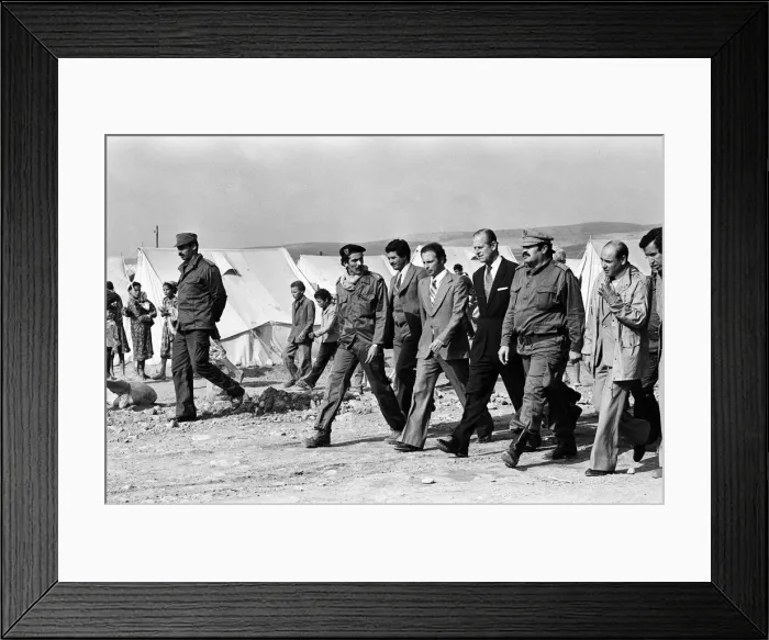 Framed Print : Prince Philip, Duke of Edinburgh visits the site of the El Asnam earthquake, Algeria