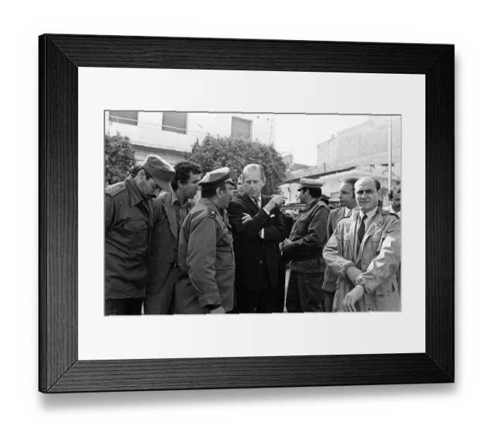 Framed Print : Prince Philip, Duke of Edinburgh visits the site of the El Asnam earthquake, Algeria