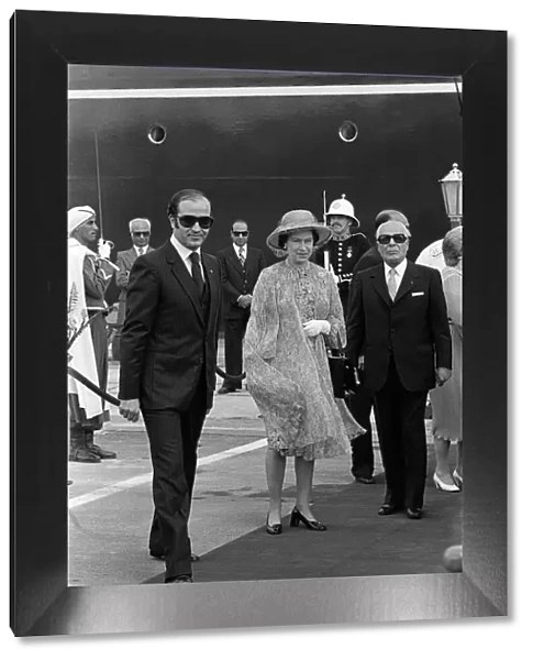 Queen Elizabeth II with President Habib Bourguiba in Tunis, Tunisia. 21st October 1980