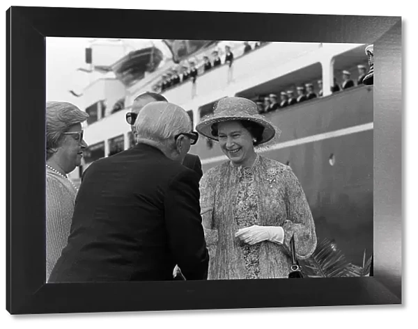 Queen Elizabeth II and Prince Philip, Duke of Edinburgh with President Habib Bourguiba