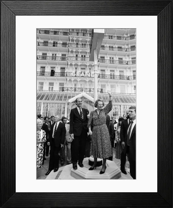 Framed Print : Prime Minister Margaret Thatcher and Conservative Chairman Norman Tebbit return to Framed Print : Prime Minister Margaret Thatcher and Conservative Chairman Norman Tebbit return to