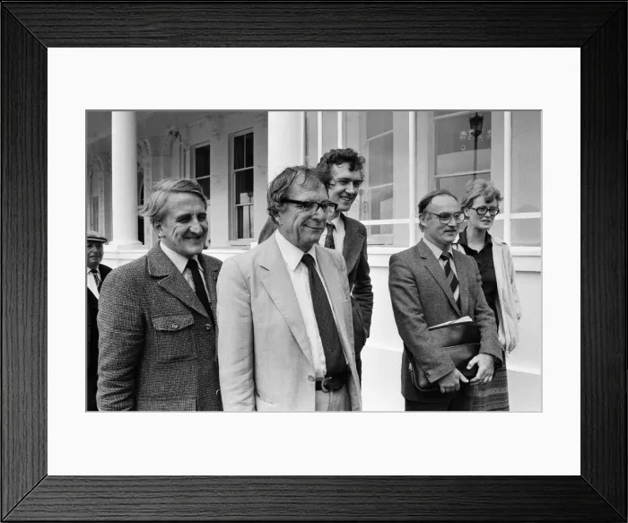 Framed Print : Labour Party Conference in Brighton. The Militant Five arrive, Peter Taffee, Ted Grant
