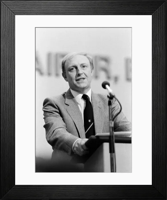 Framed Print : Labour Party Conference in Brighton. Neil Kinnock celebrates becoming the new leader of Framed Print : Labour Party Conference in Brighton. Neil Kinnock celebrates becoming the new leader of