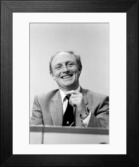 Framed Print : Labour Party Conference in Brighton. Neil Kinnock celebrates becoming the new leader of Framed Print : Labour Party Conference in Brighton. Neil Kinnock celebrates becoming the new leader of