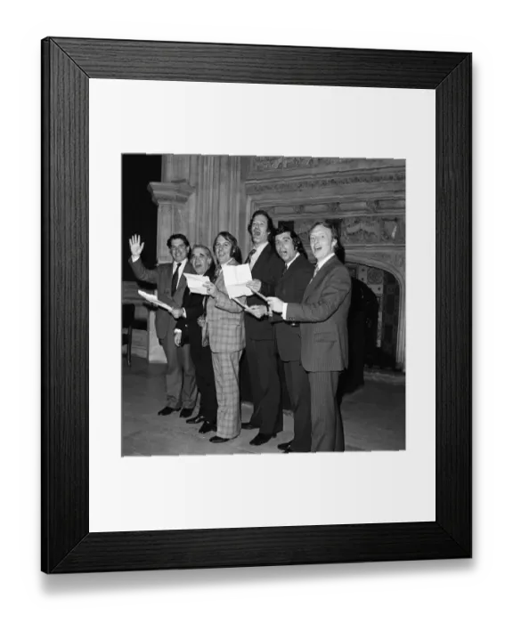 Framed Print : Some of the anti-Common Market MPs at Westminster rehearse their song Nine Framed Print : Some of the anti-Common Market MPs at Westminster rehearse their song Nine
