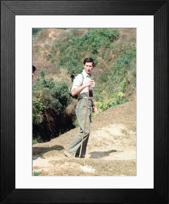 Framed Print : Prince Charles begins his trek to the foothills of Annapurina at Pokhara Begnas Tal