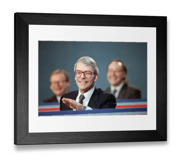 Framed Print : British Prime Minister, John Major launches his Conservative party election manifesto
