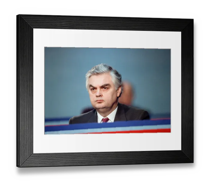 Framed Print : Norman Lamont at the launch of the Conservative party election manifesto. 18th March 1992 Framed Print : Norman Lamont at the launch of the Conservative party election manifesto. 18th March 1992