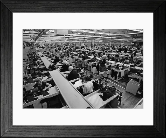 Framed Print : Staff at work at Burton the Tailors, Leeds. 13th December 1967