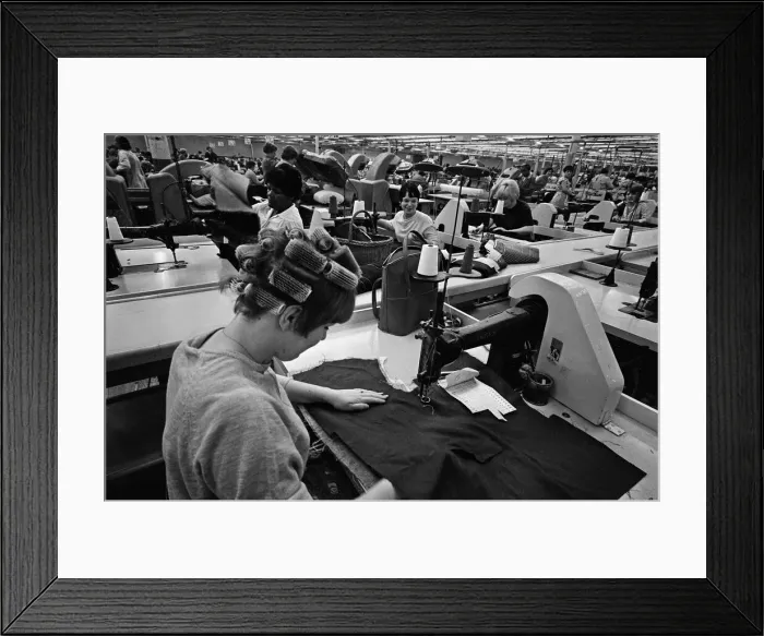 Framed Print : Staff at work at Burton the Tailors, Leeds. 13th December 1967 Framed Print : Staff at work at Burton the Tailors, Leeds. 13th December 1967