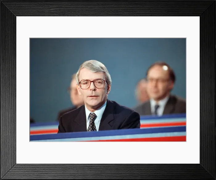 Framed Print : British Prime Minister, John Major launches his Conservative party election manifesto