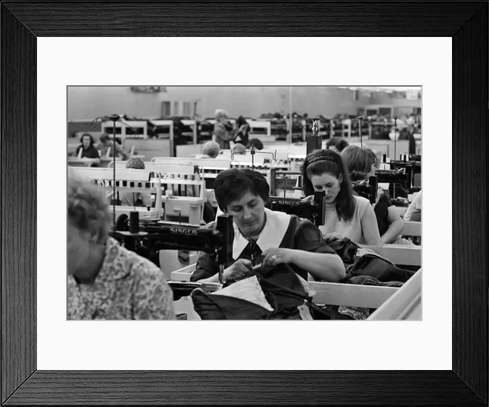 Framed Print : Staff at work at Burton the Tailors, Leeds. 13th December 1967 Framed Print : Staff at work at Burton the Tailors, Leeds. 13th December 1967