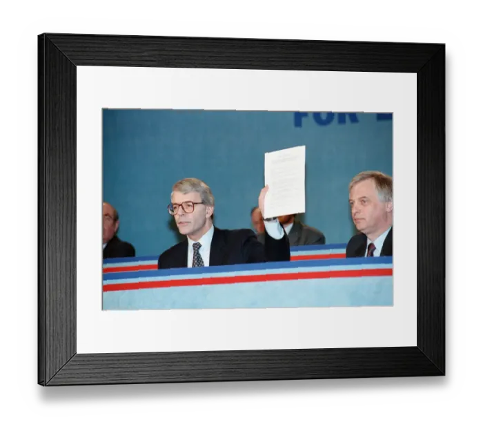 Framed Print : British Prime Minister, John Major launches his Conservative party election manifesto Framed Print : British Prime Minister, John Major launches his Conservative party election manifesto