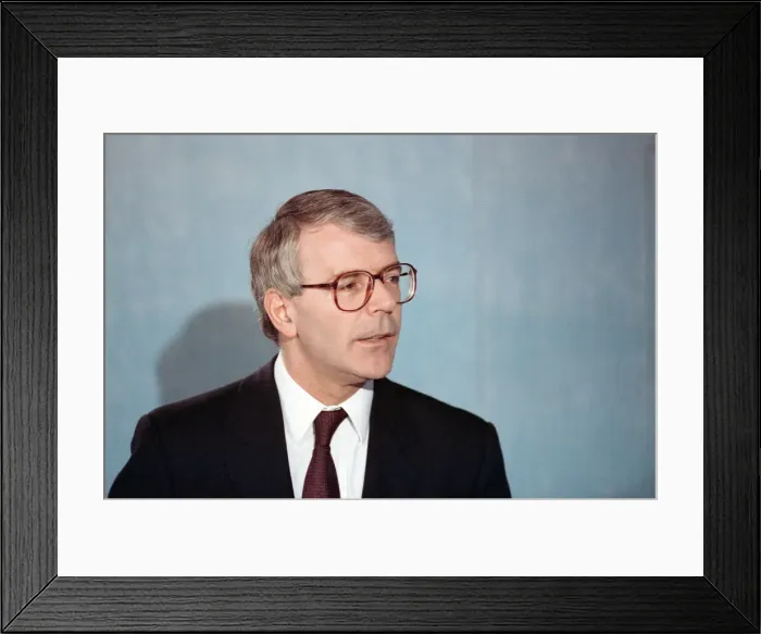 Framed Print : British Prime Minister, John Major launches his Conservative party election manifesto