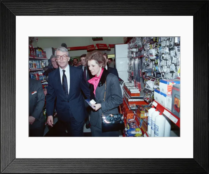 Framed Print : Prime Minister John Major with his wife Norma in a B&Q store Framed Print : Prime Minister John Major with his wife Norma in a B&Q store