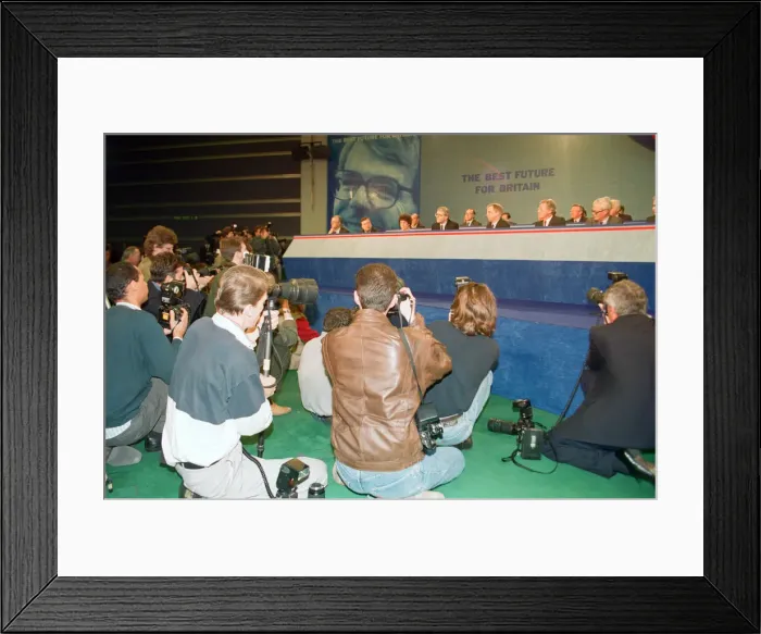 Framed Print : The launch of the Conservative party election manifesto. 18th March 1992 Framed Print : The launch of the Conservative party election manifesto. 18th March 1992