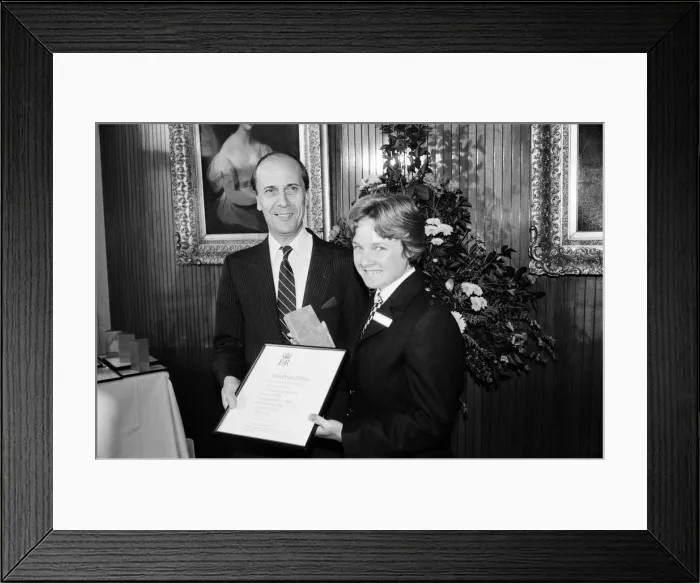 Framed Print : Post Office Bravery Awards. Presenting the awards, Norman Tebbit