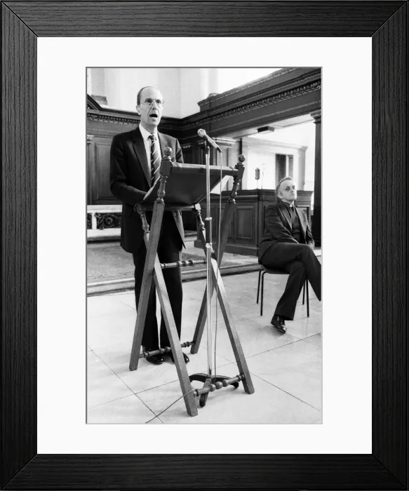 Framed Print : Rt Hon Norman Tebbit MP, speaking in a major new lunchtime lecture series