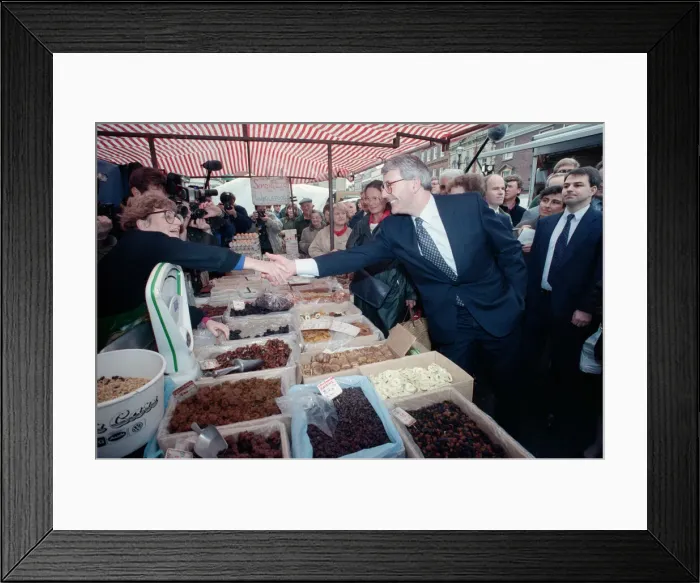 Framed Print : John Major during the general election campaign, pictured in St Ives Framed Print : John Major during the general election campaign, pictured in St Ives