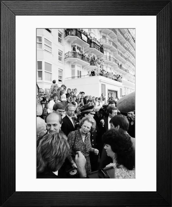 Framed Print : Prime Minister Margaret Thatcher and Conservative Chairman Norman Tebbit return to Framed Print : Prime Minister Margaret Thatcher and Conservative Chairman Norman Tebbit return to