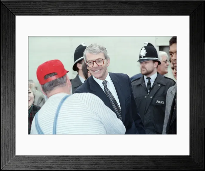 Framed Print : John Major during the general election campaign, pictured in St Ives, Cambridgeshire Framed Print : John Major during the general election campaign, pictured in St Ives, Cambridgeshire