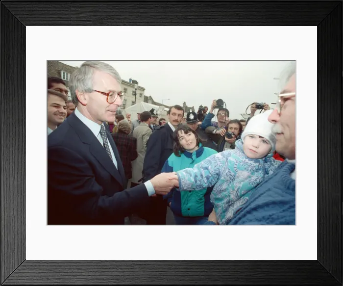 Framed Print : John Major during the general election campaign, pictured in St Ives, Cambridgeshire Framed Print : John Major during the general election campaign, pictured in St Ives, Cambridgeshire