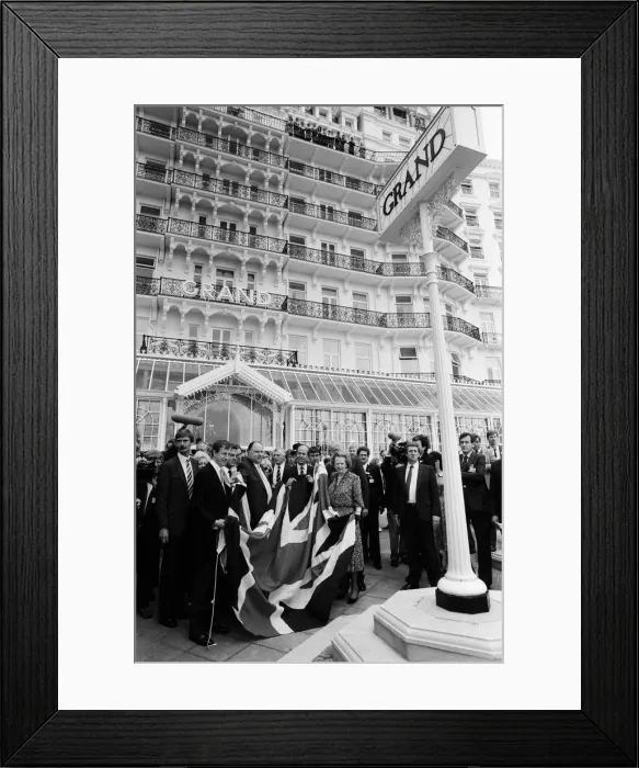 Framed Print : Prime Minister Margaret Thatcher and Conservative Chairman Norman Tebbit return to Framed Print : Prime Minister Margaret Thatcher and Conservative Chairman Norman Tebbit return to