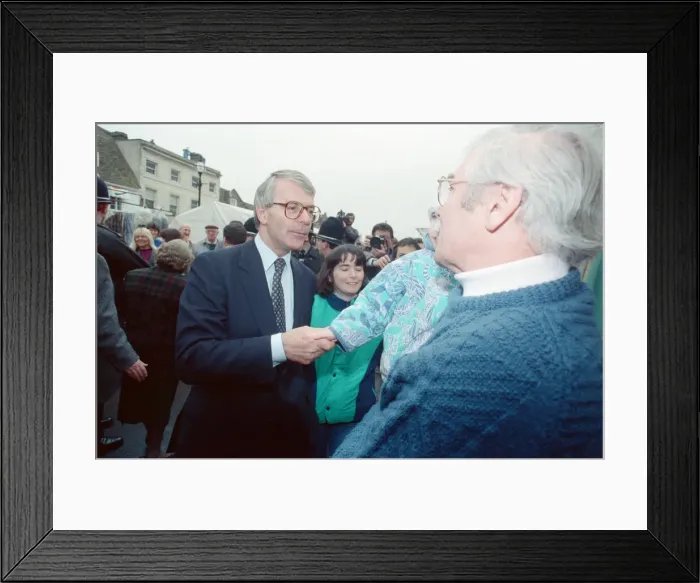 Framed Print : John Major during the general election campaign, pictured in St Ives, Cambridgeshire Framed Print : John Major during the general election campaign, pictured in St Ives, Cambridgeshire