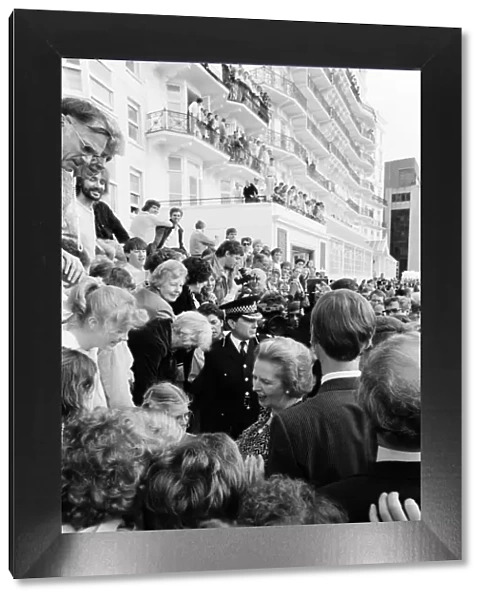 Prime Minister Margaret Thatcher returns to the Grand Hotel in Brighton