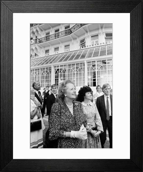 Framed Print : Prime Minister Margaret Thatcher returns to the Grand Hotel in Brighton Framed Print : Prime Minister Margaret Thatcher returns to the Grand Hotel in Brighton