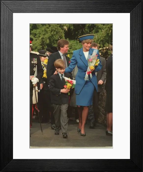 Framed Print : PRINCESS OF WALES, SMILING LEADING PRINCE WILLIAM AFTER MEETING CROWDS