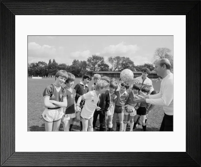 Framed Print : Bobby Charlton, (right) ex football player for Manchester United Framed Print : Bobby Charlton, (right) ex football player for Manchester United